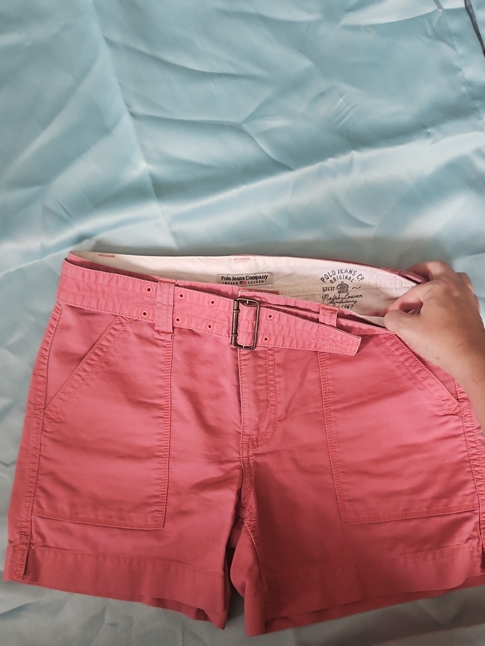 Ralph Lauren Polo Jeans Muted Pink  Belted Shorts Size 6 100% Cotton Vintage